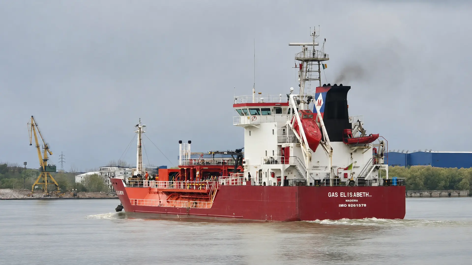 Gas carrier navigating port waters