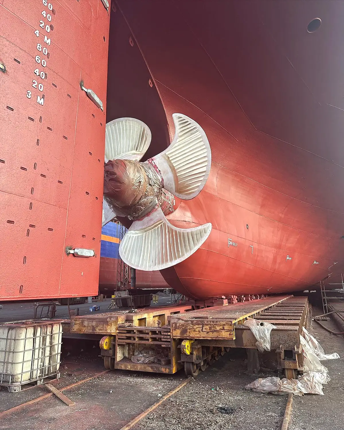 Ship propeller during maintenance